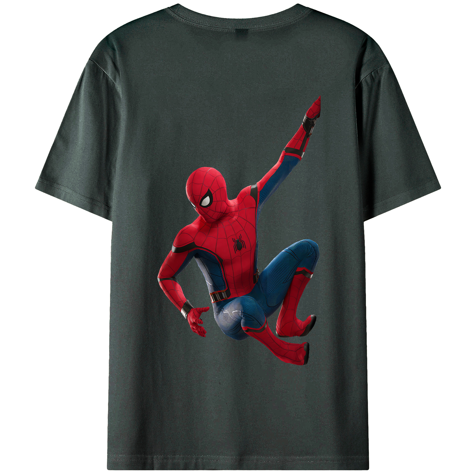 （画像用） Spider Man スパイダーマン 綿100％ メンズ半袖Tシャツ（バックプリント） 通気性